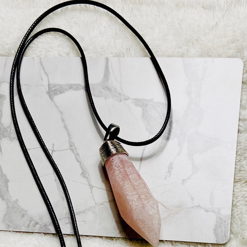 Raw Rose Quartz Pendulum Necklace